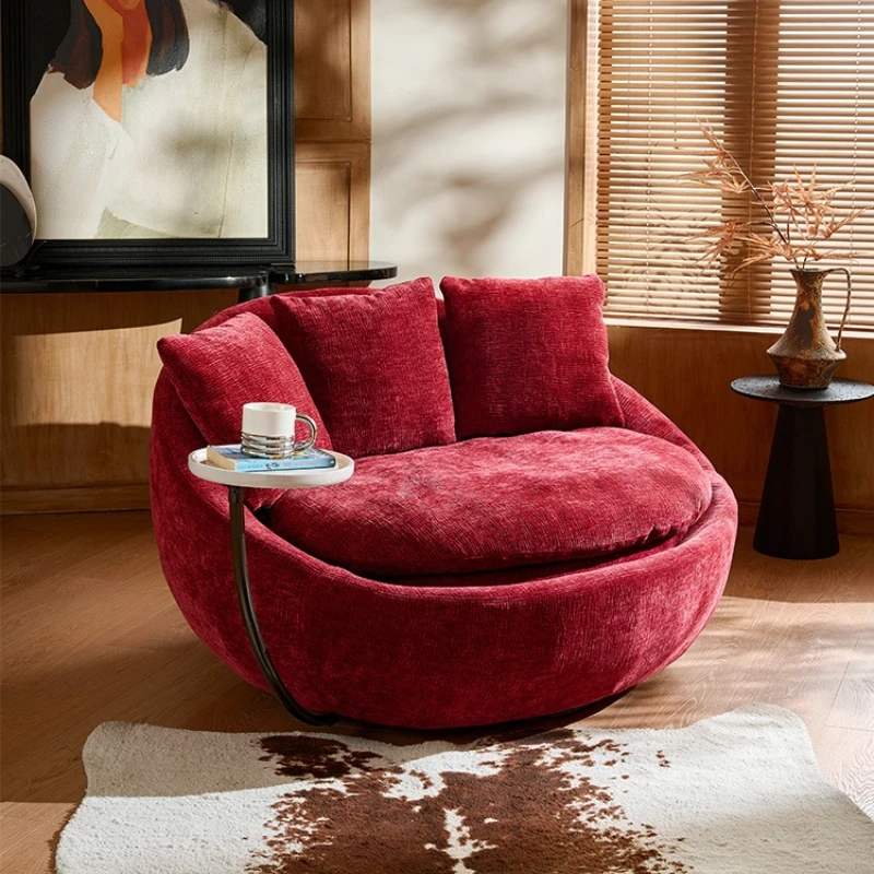 

Italian single sofa chair with coffee table designer living room leisure lazy sofa round rotatable