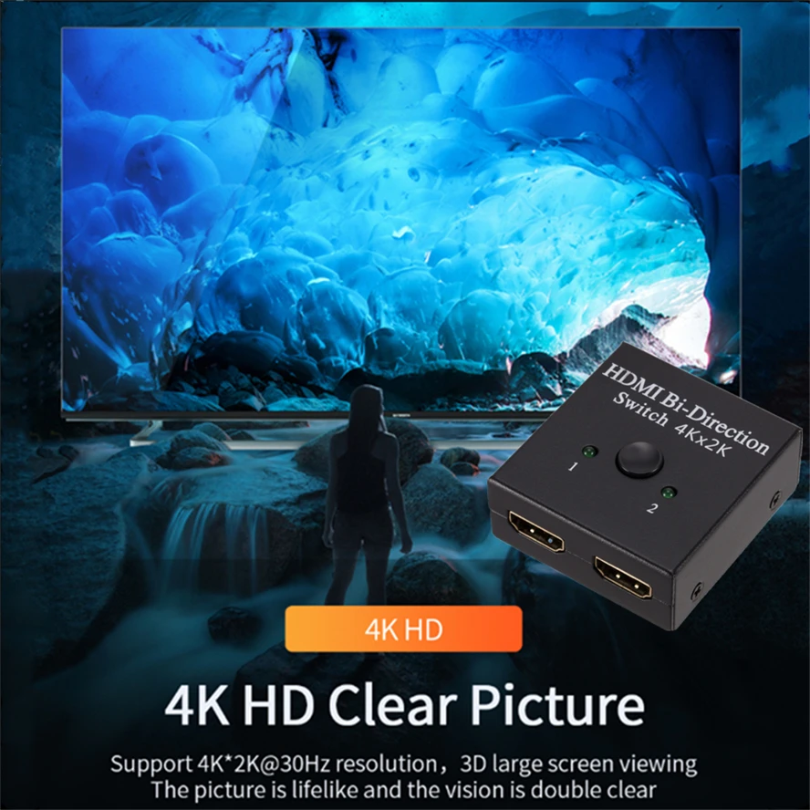 4k x 2k switcher uhd 2 portas bidirecional manual 2x1x2 hdmi ab switch hdcp suporta 4k fhd ultra 1080p para projetor computador