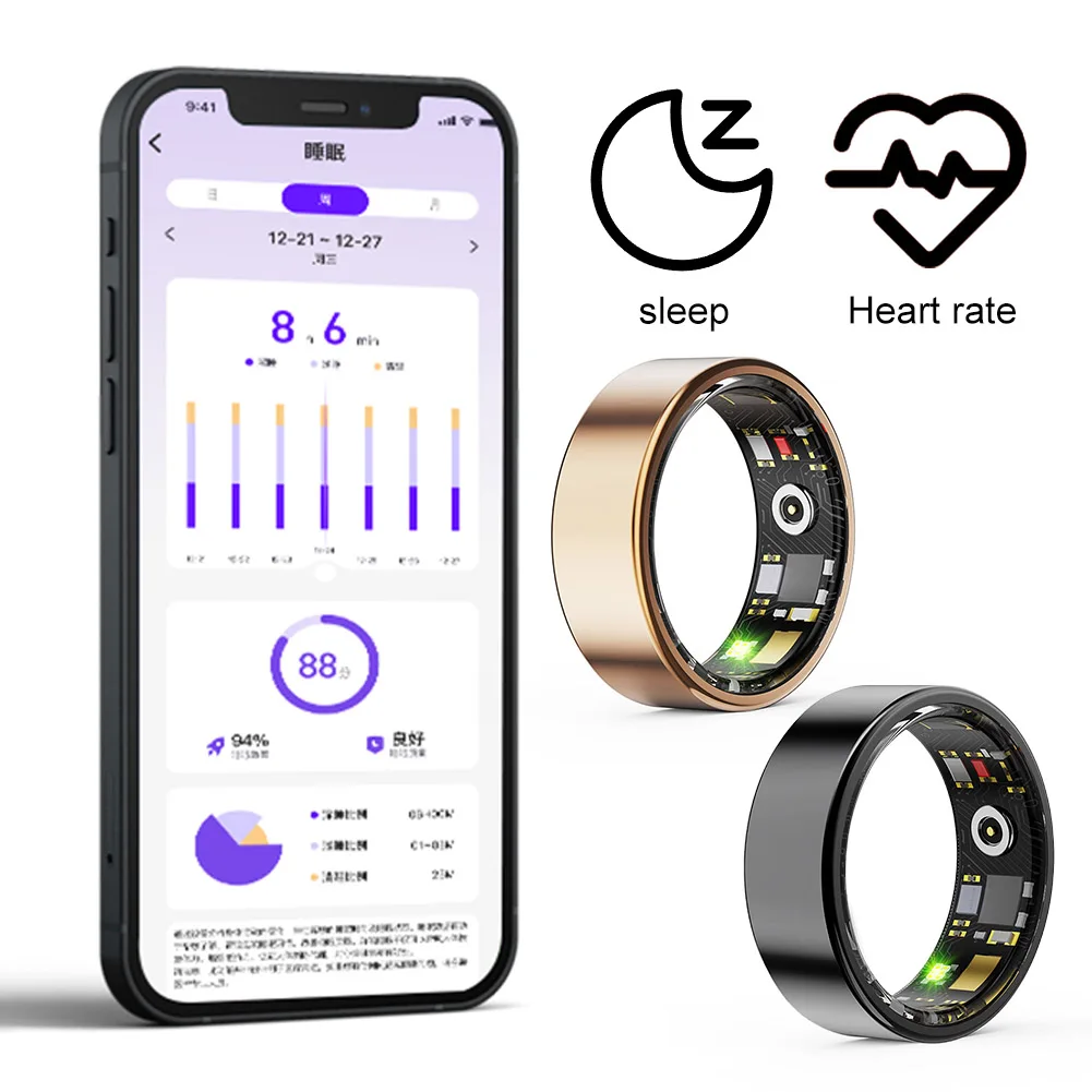 R11M 스마트 링, IP68 방수 피트니스 링, 블루투스 호환, 5.0 친구, 스마트 사진 촬영 수면 링 추가, 남녀공용