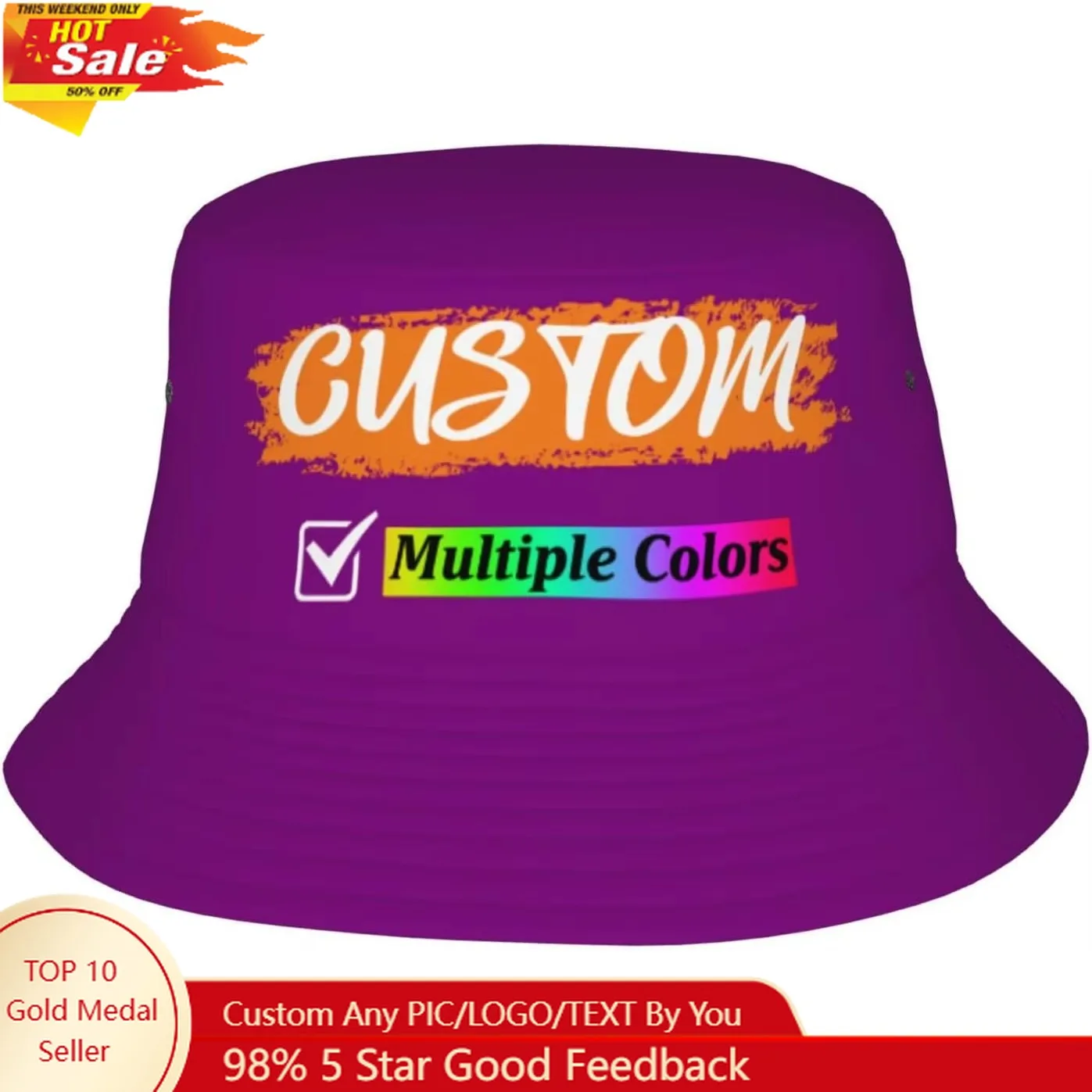 

Custom Bucket Hat for Men Women with Your Photo Text Logo Personalized Sun Caps Design Your Customized Hats Funny Gifts