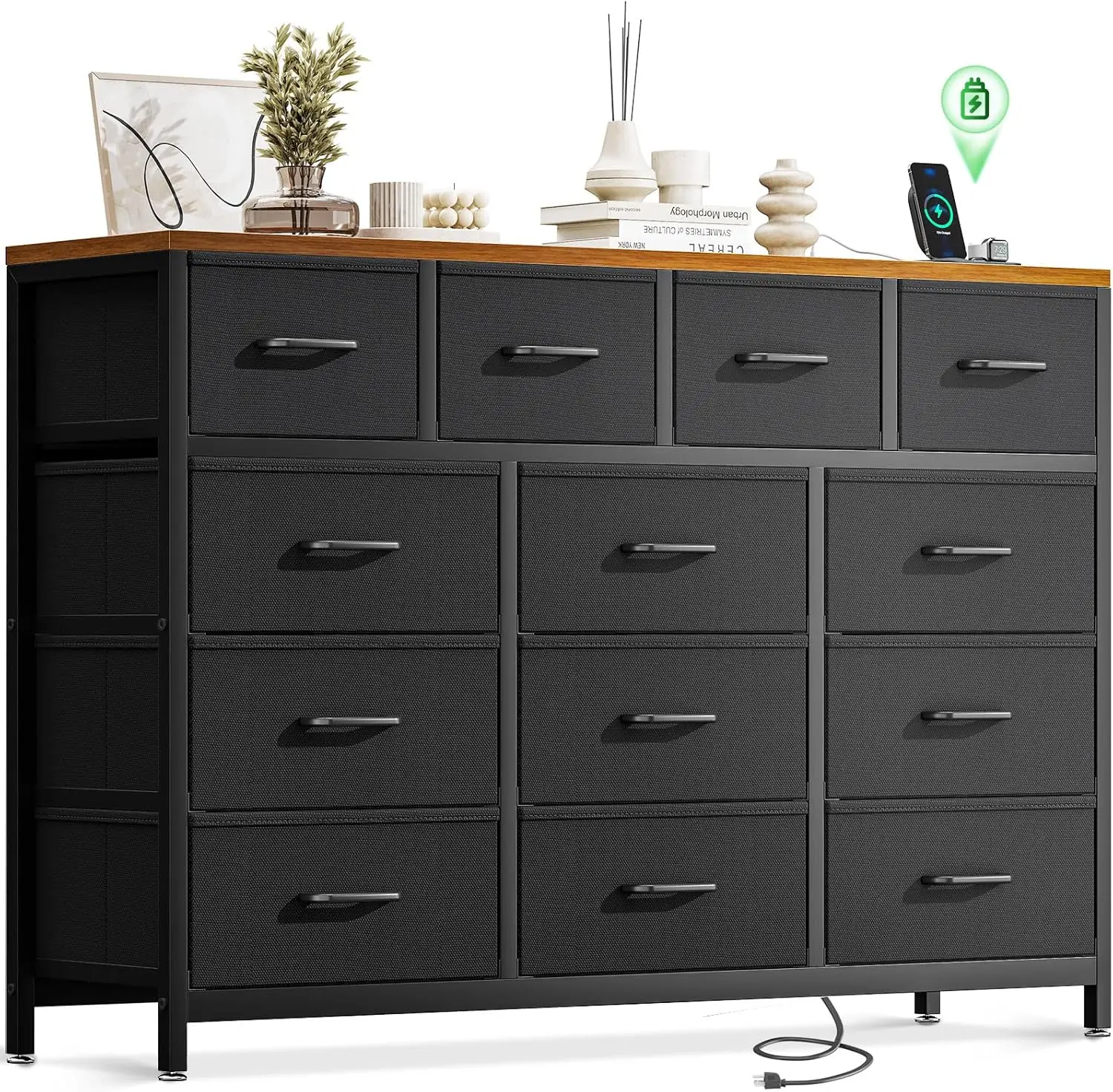 Dresser for Bedroom with Charging Station, 57