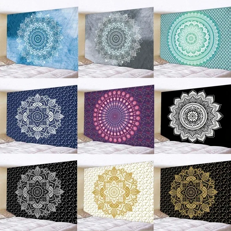 Square Tapestry Mandala Wall Hanging Carpet Yoga Mat Suitable for Home Bedroom Decoration