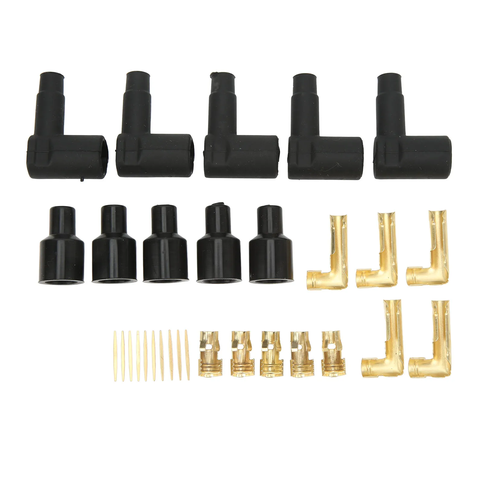 30PCS Spark Plug Coil Wire Boot Black Rubber Material Terminal Kit Fit for 6‑10mm Wires