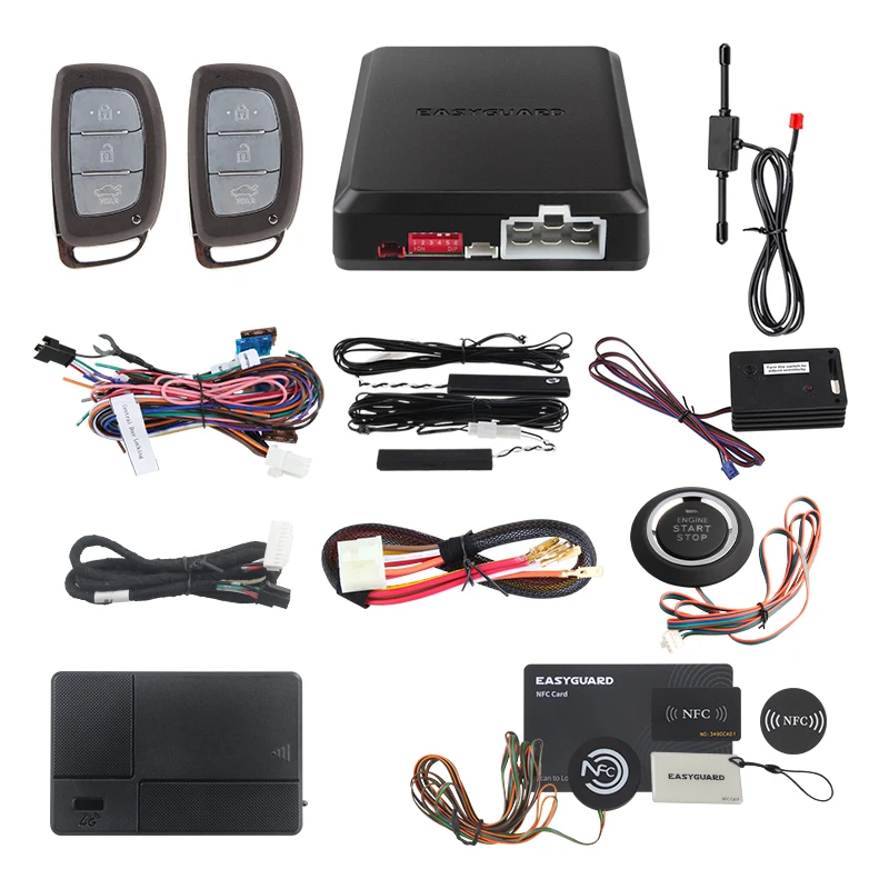 EASYGUARD Smartphone APP IOS Android 2G 4G Remote Start Car Alarm System Keyless Entry EC002-HY2-NFC-GPS Keyless Go System PKE