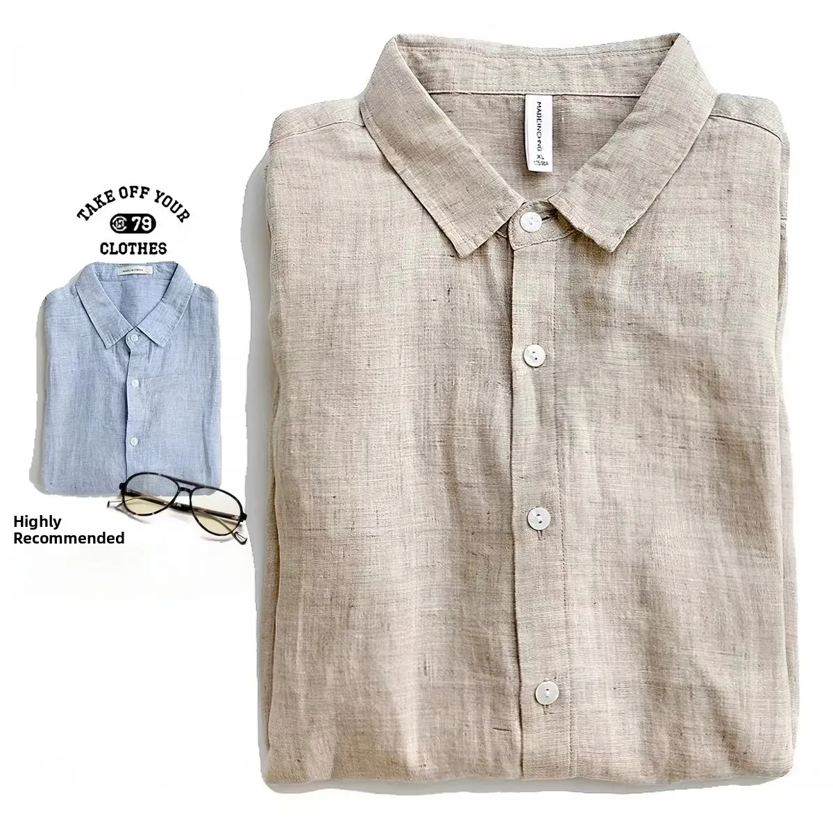 

Japanese Style Pure Linen Shirt Men's Four Seasons Long Sleeve Loose Cotton Linen Cloth Breathable Shirt Large Size Casual Shirt