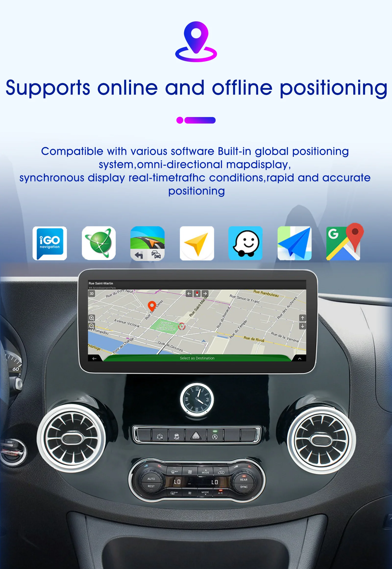 أندرويد السيارات الوسائط المتعددة مشغل فيديو لمرسيدس فيتو W447 2014-2022 راديو ستيريو بالسيارة لتحديد المواقع CarPlay الملاحة واي فاي لتحديد المواقع BT الصوت