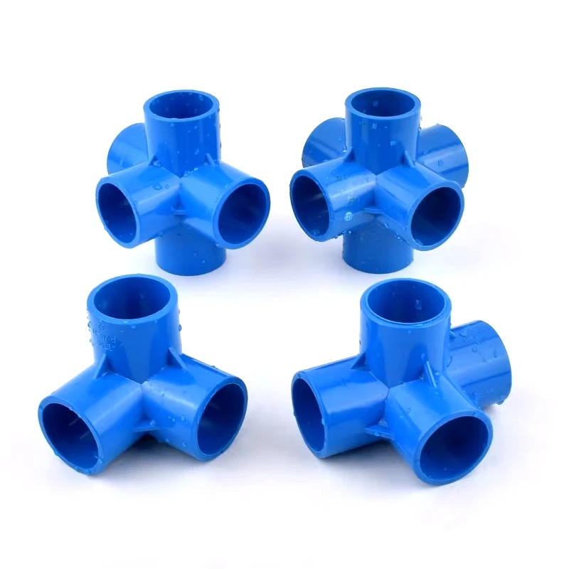 Blue 20~50mm 3-way/4-way/5-way/6-way Three-Dimensional PVC Pipe Connector Garden Irrigation Water Tube Joint DIY Shelf Fittings