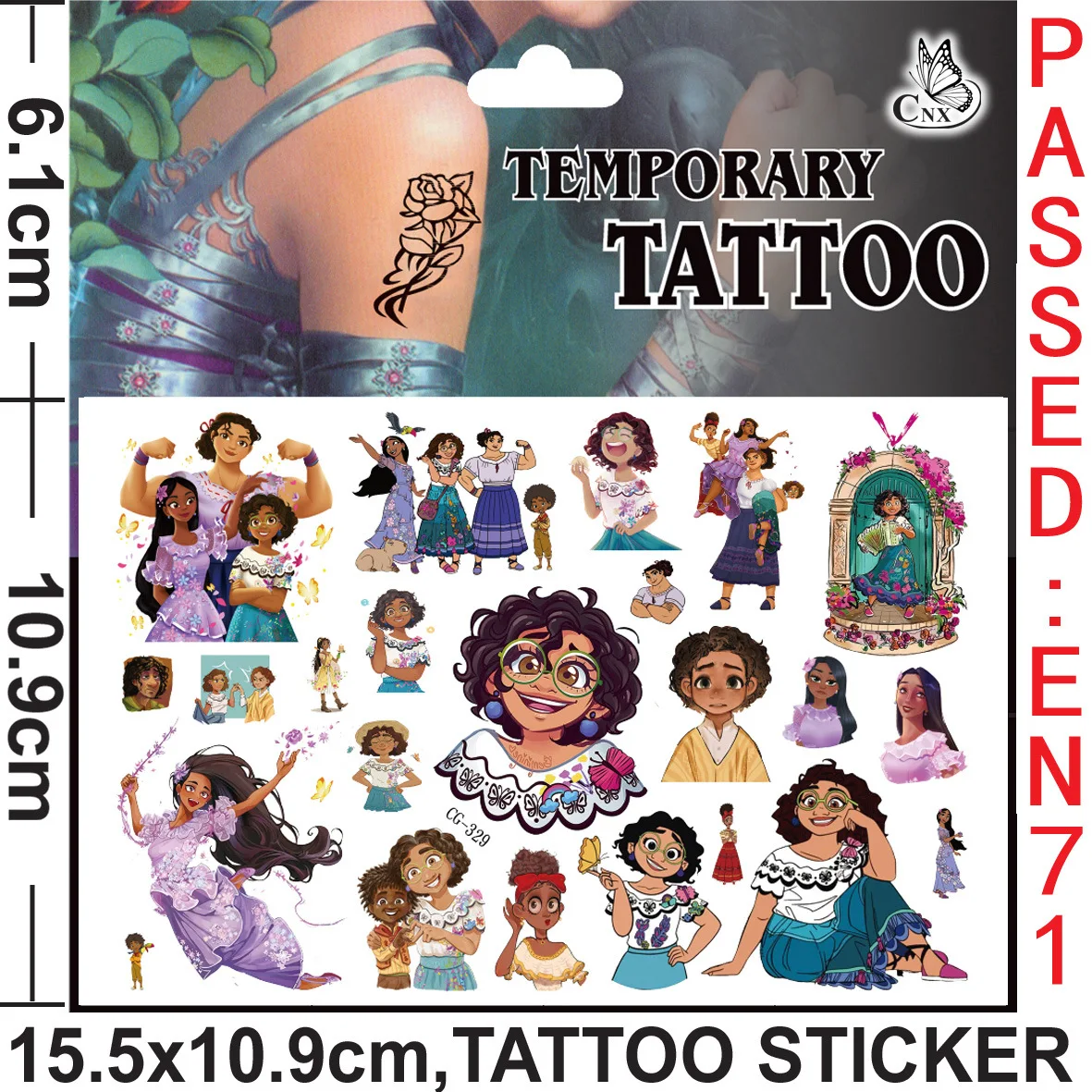 Disney Movie Encanto Tattoo Stickers Waterproof Cute Mirabel Figure Funny Cartoon Kids Girls Christmas Birthday Gift Reward Toy