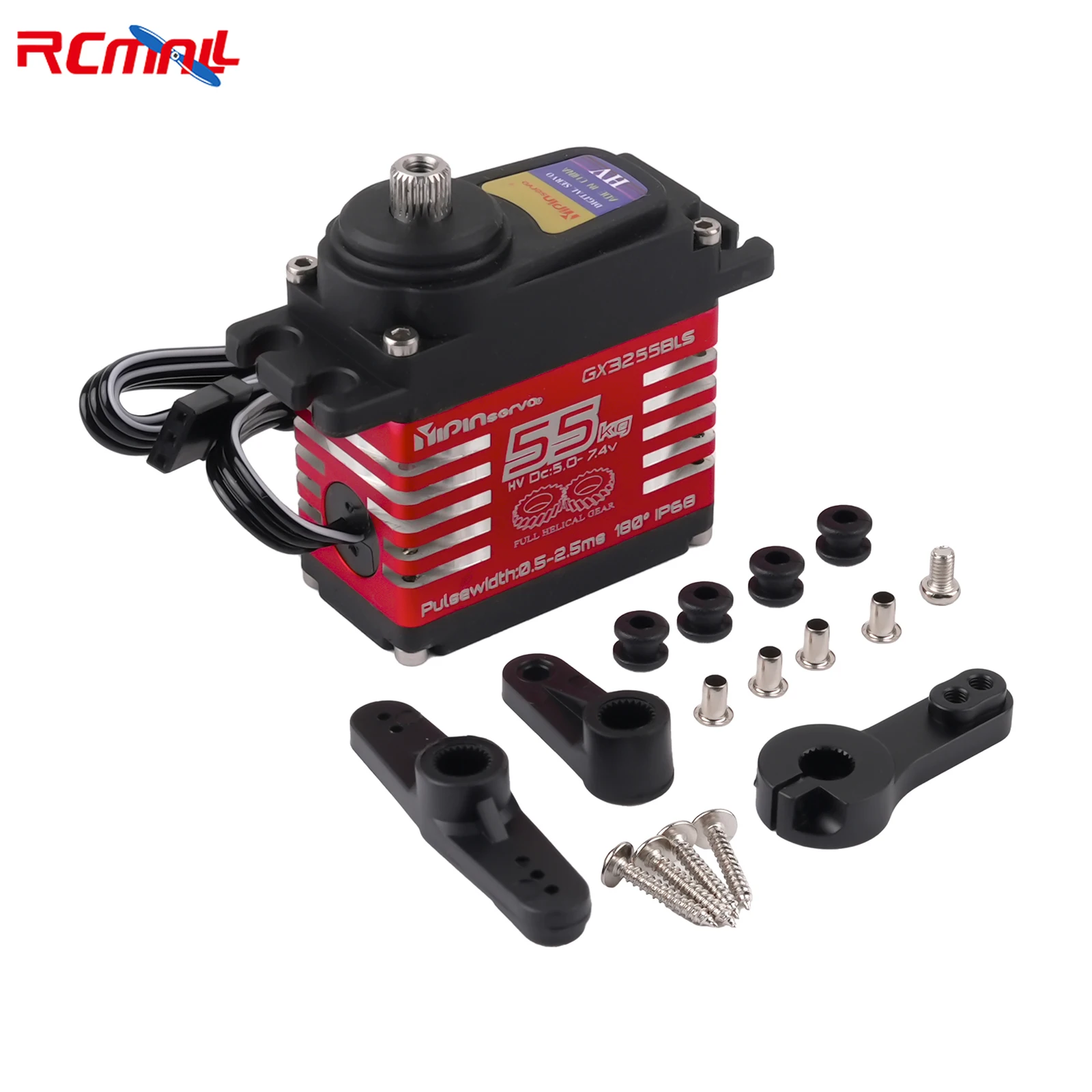 Waterproof IP68 Digital Servo 55kg Large Torque Magnetic Induct 7.4V Brushless Servo Steel Helical Gear For RC 1/8 1/10 Cars