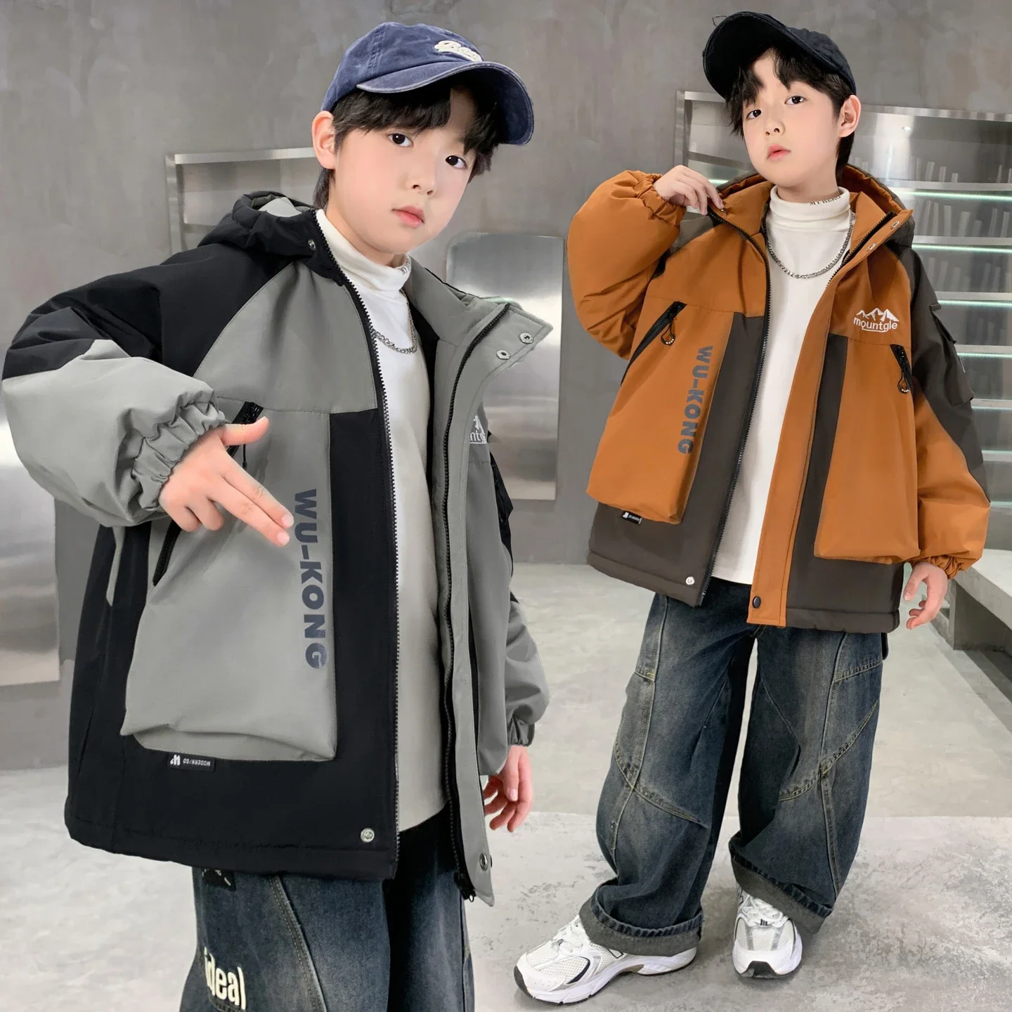 

2025NewBoy's winter down jacket with thickened and warm padding; multi-colored and stylish;.4-15year