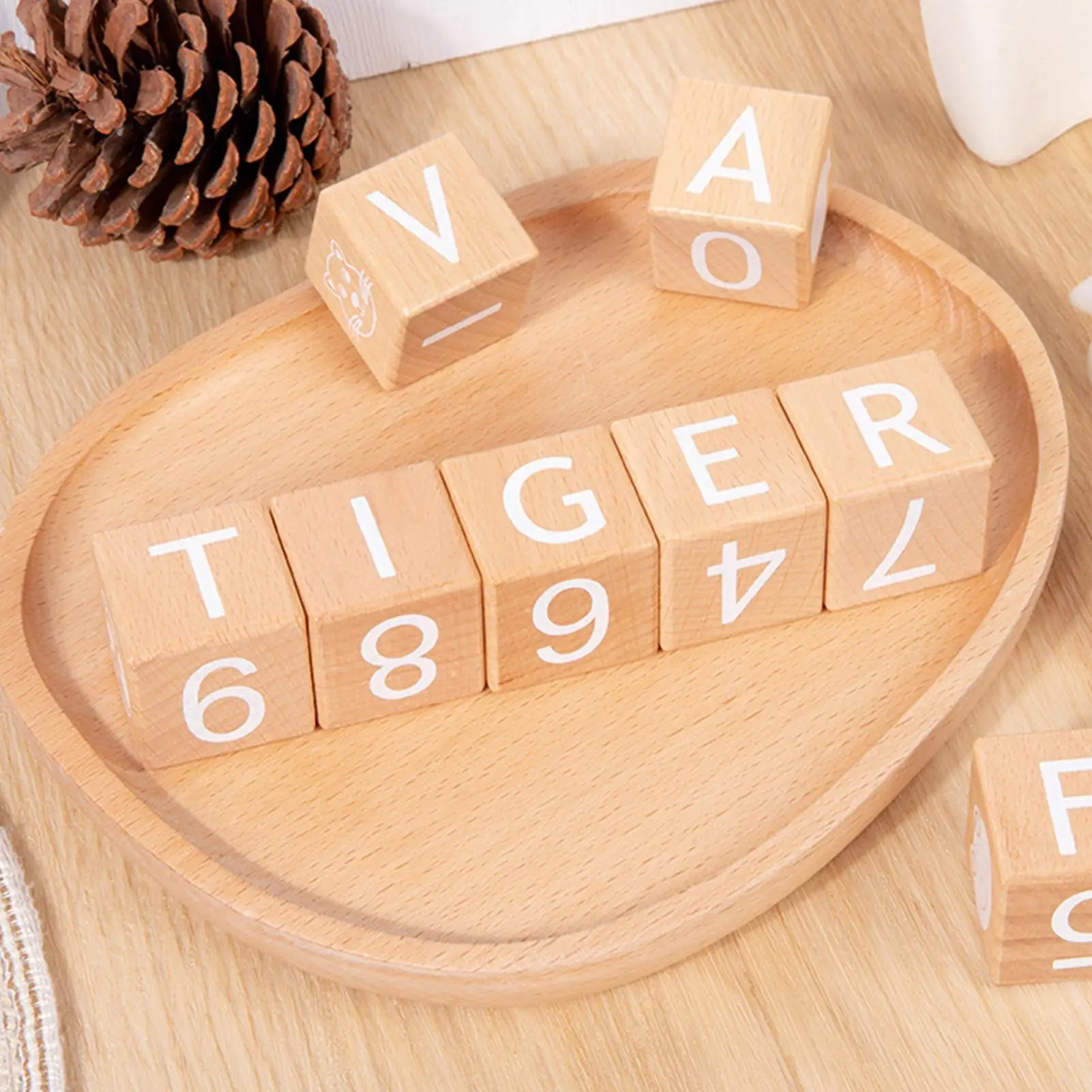 Wooden Letter Blocks Educational Interactive Toy Letter Building Blocks For Family Classroom Home Daily Learning Development