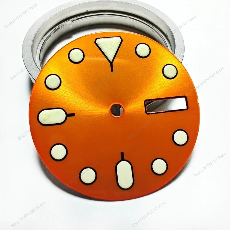 For NH36A Movement SKX007 Enamel Sun Pattern Modified's Dial Face C3 Luminous 3.8 O'clock