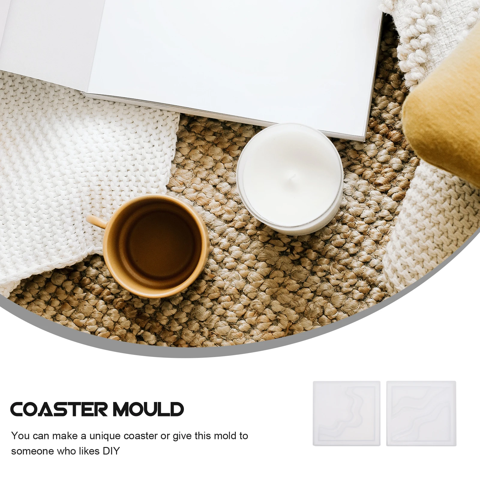 

2pcs Coaster Diy Silicone Molds Resin Placemat Moulds Island Design Cup Mat Casting Tools Craft Handicrafts Storage Tray Decor