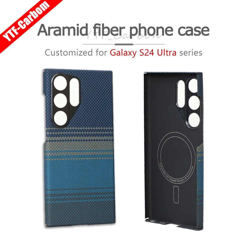 

YTF-Carbon for Samsung S24Ultra mobile phone case Aramid carbon fiber magnetic S24U business hard case Moon screen