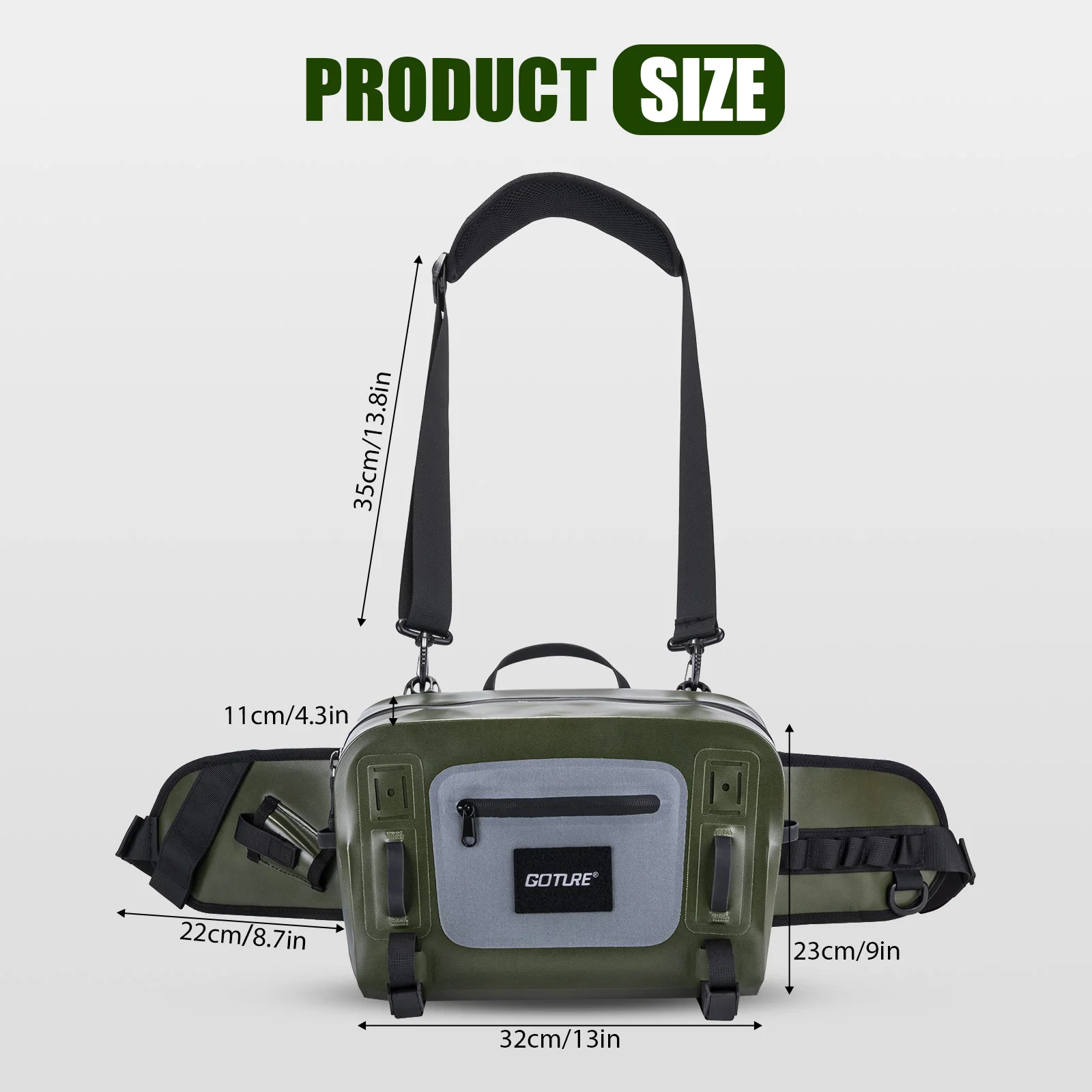 Goture Fishing Tackle Bag IPX8 Waterproof Multifunctional Halter Waist Pack Large Capacity Bag for Fly Fishing Outdoor Camping