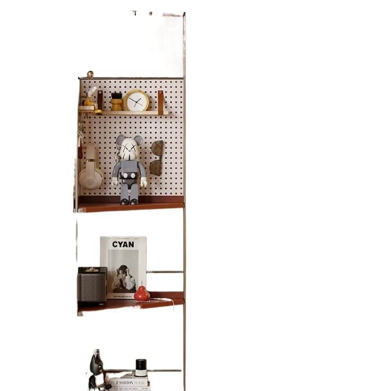 Medieval corner side cabinet, narrow side against the wall, living room, bedroom display rack, hole board storage rack to the