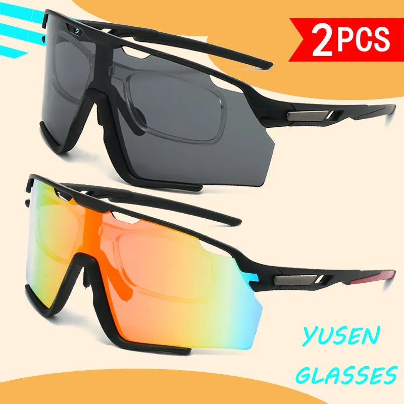 عبوتان من النظارات الشمسية العصرية الجديدة ذات الإطار الكبير في الهواء الطلق مع عدسات ملونة مطلية حقيقية، مجموعات ألوان مختلفة، للجنسين، مناسبة للارتداء في مجموعة متنوعة من حالات #3