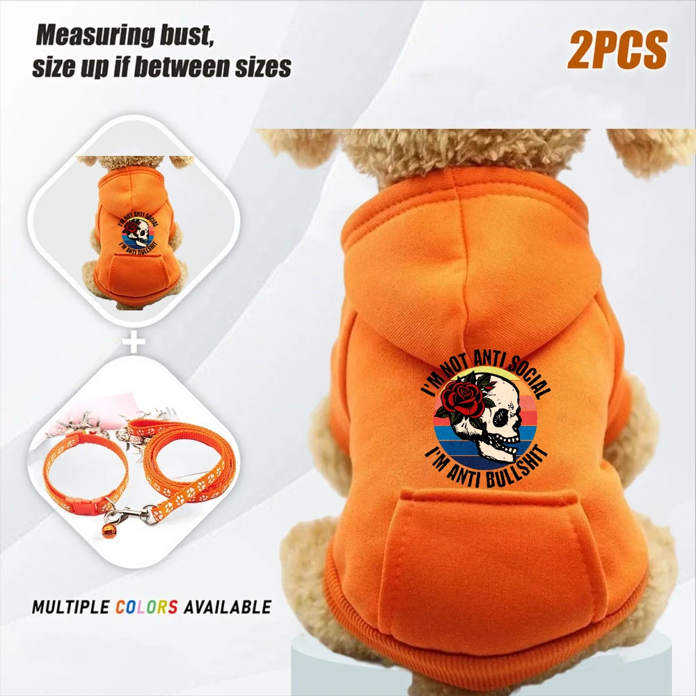 2 Stück Winter-Hundepullover Sweatshirt-Jacke Warme Modische Haustier-Mäntel Chihuahua-Bulldoggen-Kostüm Welpen-Herbstkleidung