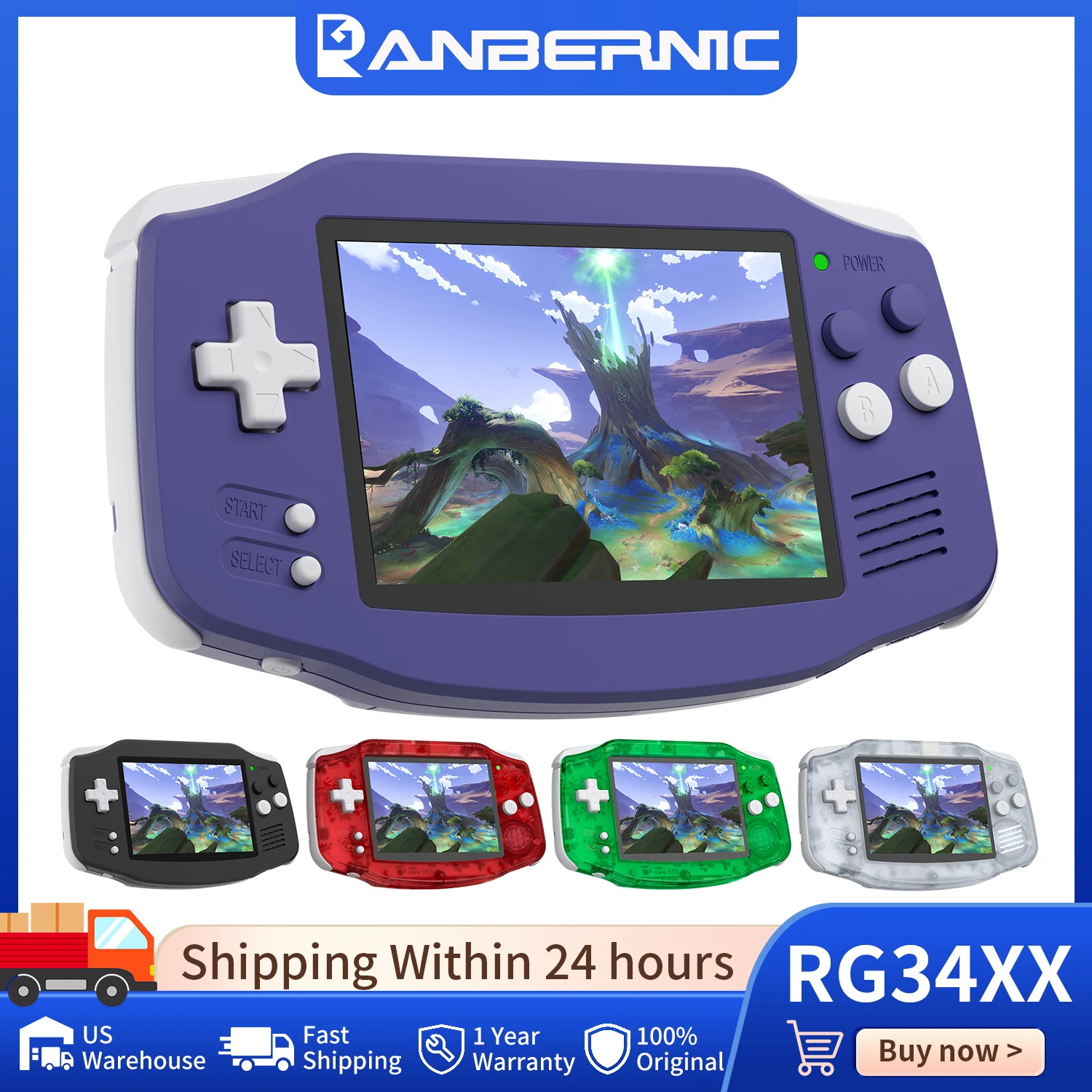 Anbernic RG34XX Retro Handheld Game Consoles Linux 64-bit 3.4-inch IPS 720*480 Screen H700 Quad-core 3500mAh RG 34XX Portable Gaming Console  Streaming WiFi Bluetooth HD TV Output