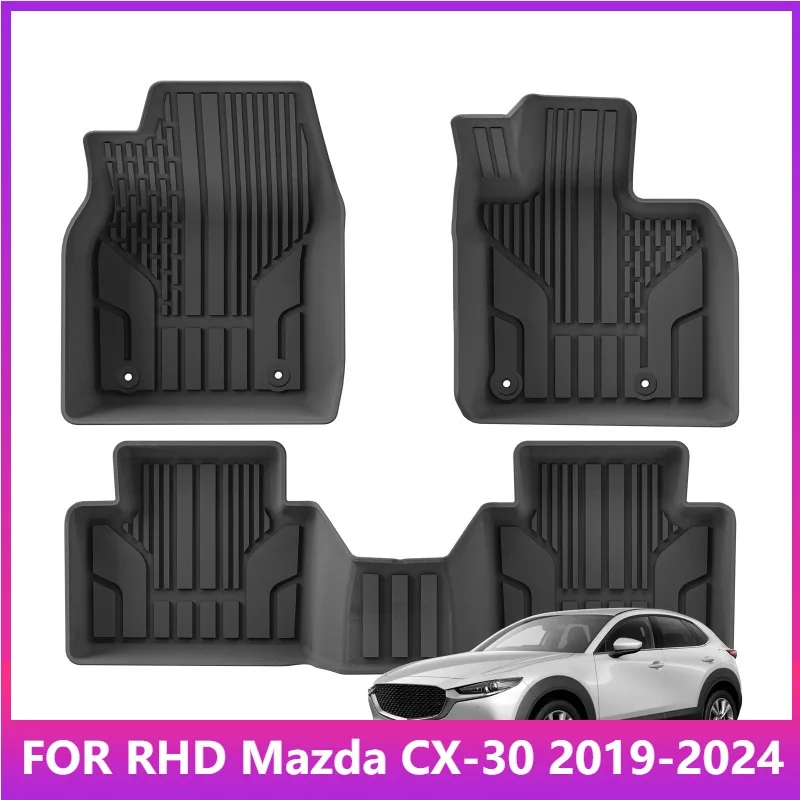 الحصير RHD لمازدا CX-30 CX30 2019-2024 TPE ثلاثية الأبعاد الحصير سيارة منصات القدم مقاوم للماء جميع الأحوال الجوية اكسسوارات أسود #1
