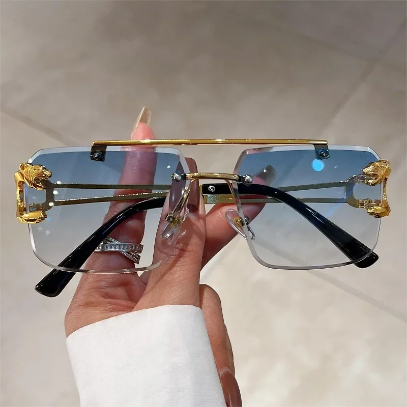 Gm lumias vintage sem aro óculos de sol dos homens nova moda quadrado gradiente tons feminino na moda design da marca ponte dupla óculos de sol