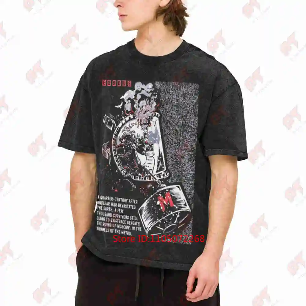 Metro Exodus Horror Video Game Vintage Washed Tee Pure Cotton T-Shirt