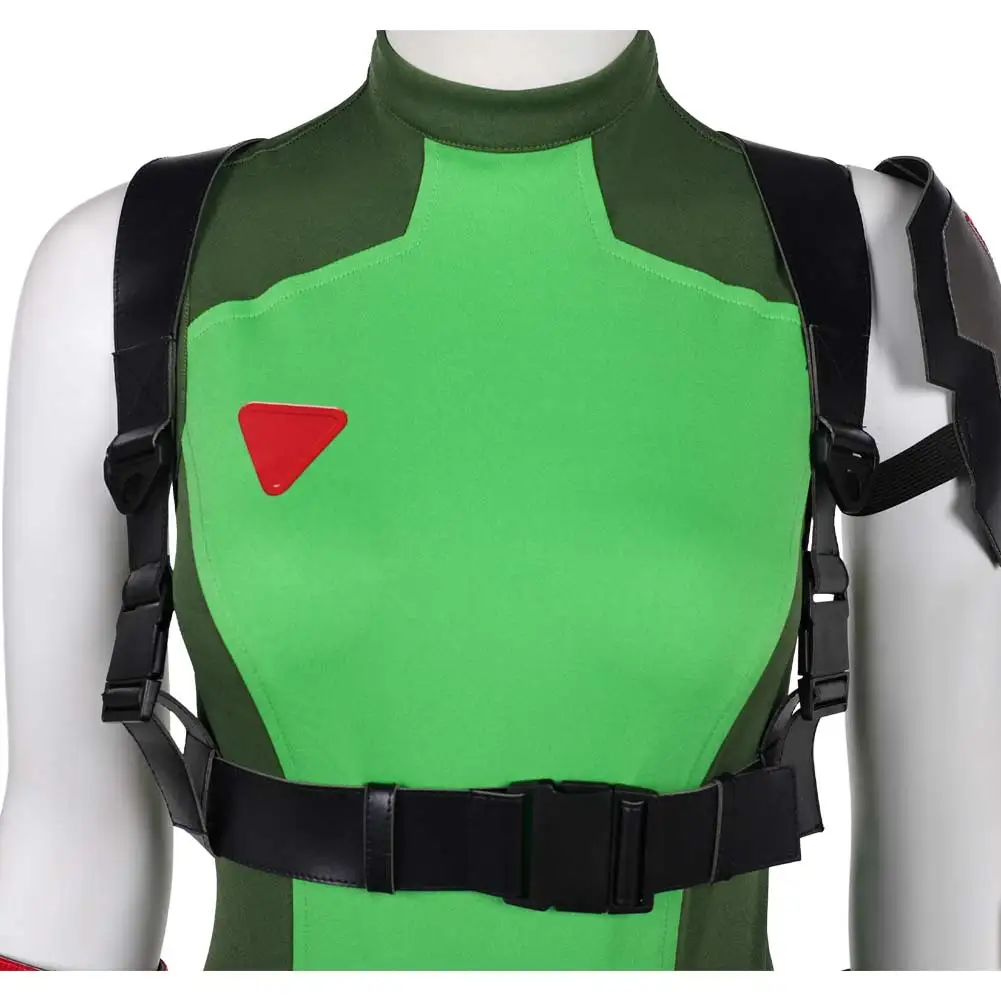 Game OW Cammy White Cosplay Green Jumpsuit Red Hat Gloves Outfits Women Disguise Costume Halloween Carnival Party Roleplay Suit