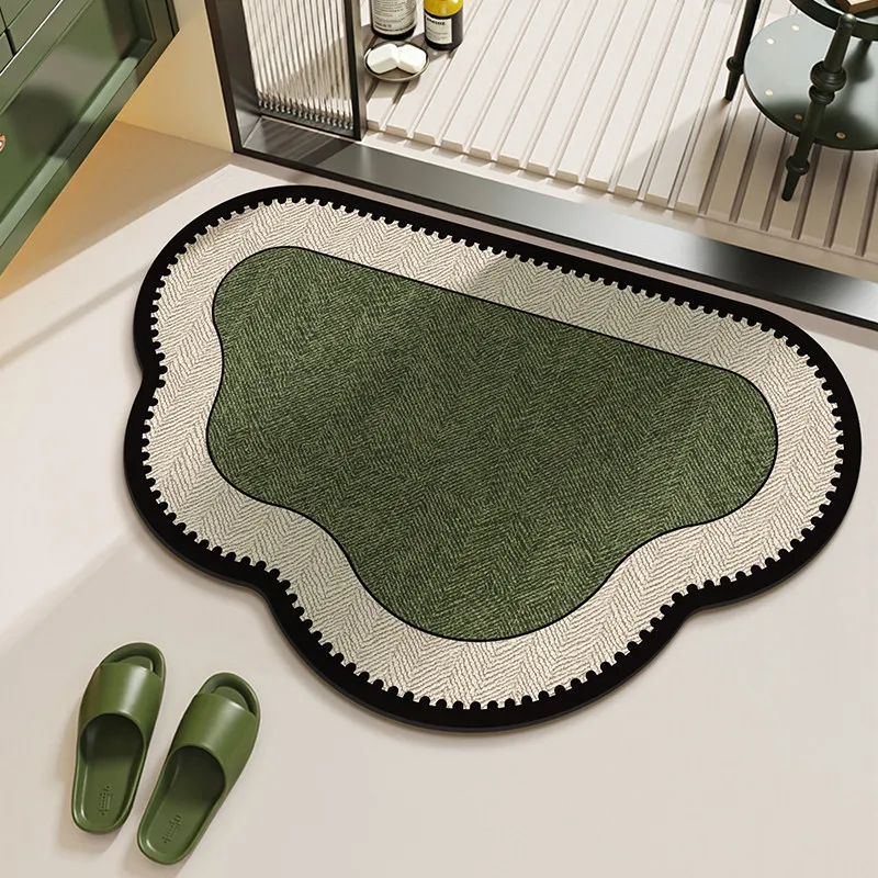 VIKAMA Minimalist Ins Style Marble Anti Slip Bath Mat Bathroom Shower Room Water Absorption Quick Drying Carpet Bathroom Decor