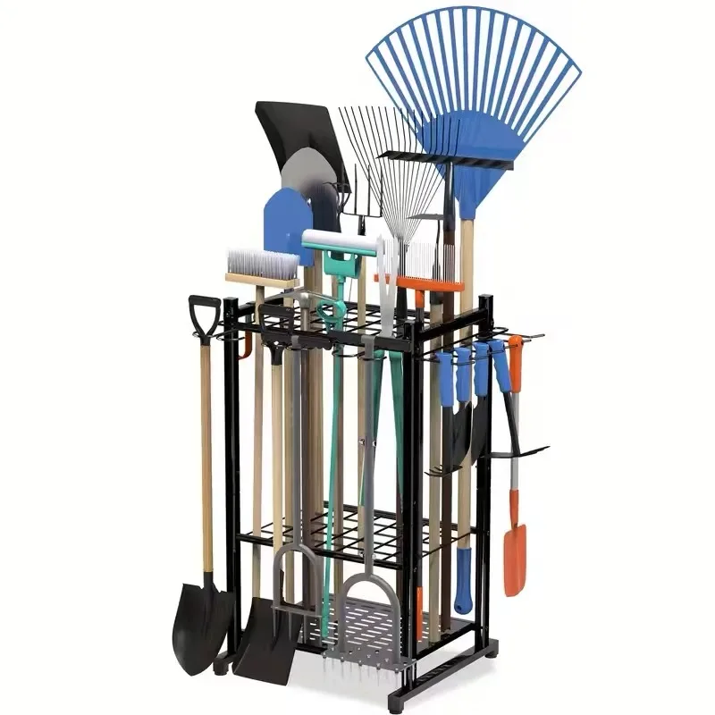 Garden tool storage rack, cleaning tool storage rack with wheels, organizing storage rack rack