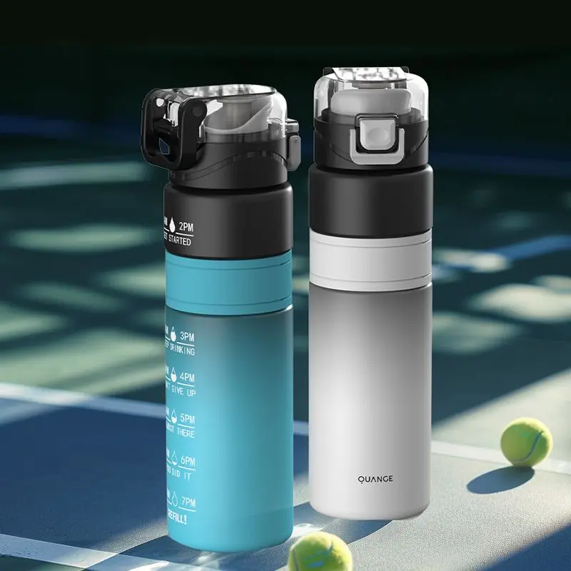 Youpin كوب رياضي بلاستيكي مضاد للإسقاط ، سعة كبيرة ، كوب شاي محمول ، فلتر شاي مدمج ، غطاء زنبرك بنقرة واحدة ، Quange