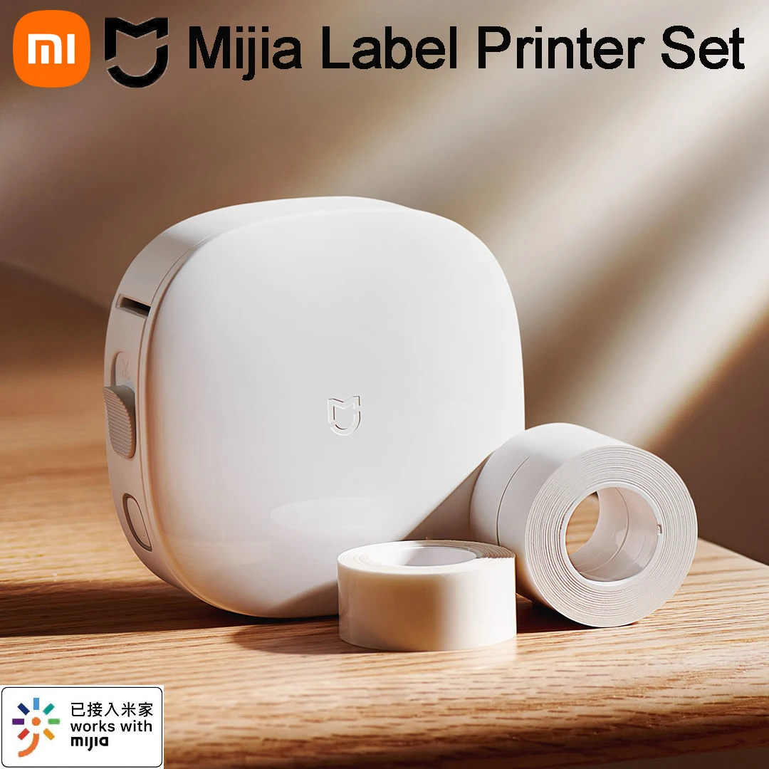 XIAOMI-Mijia USB Impressora Térmica Portátil, Set Impressora De Etiquetas, Armazenamento De Escritório, Gerenciamento De Vida Prateleira, App Impressão Offline, Sem Tinta