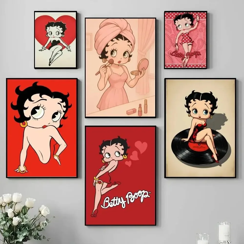 1PC Character B-Betty Boop Poster Art Decoration Waterproof Canvas, Caf é Bar Room Wall Decoration