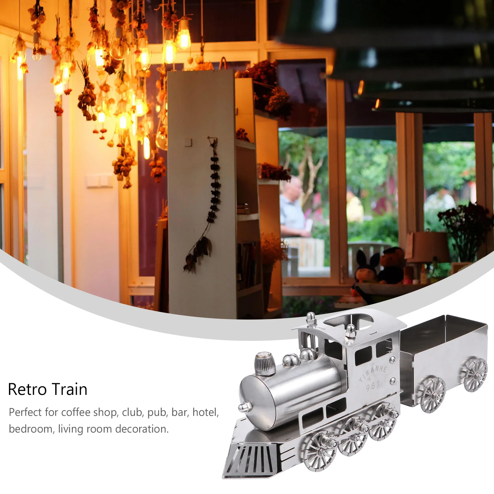 1Set Stoomlocomotief Standbeeld Desktop Trein Ornament Retro Huishoudelijke Decor Display Collectie Trein Decoratief Bureauaccessoire