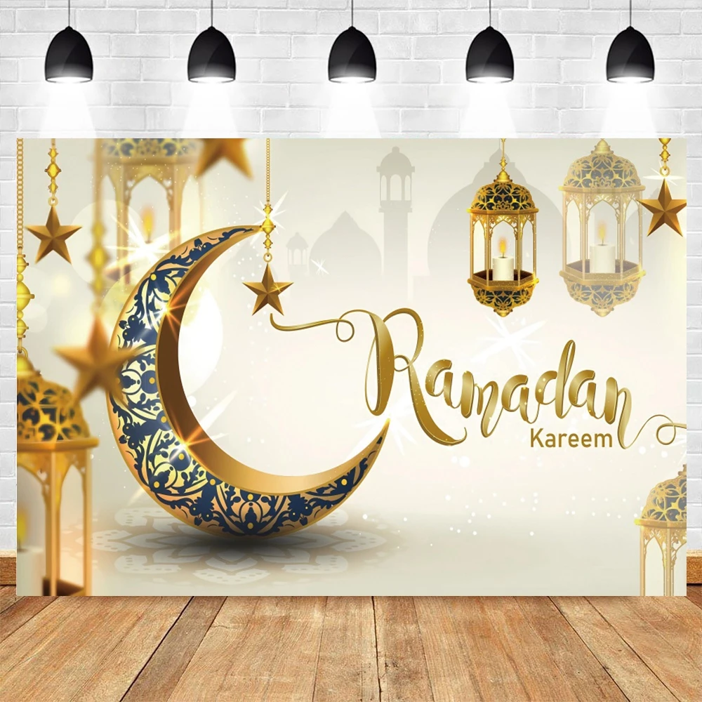 Ramadan Mubarak Backdrops Eid Al Adha Moon Islam Muslim Celebration Eid Party Night Decoration Background Photo Shoot Prop Gift