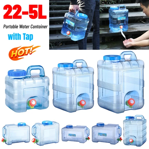 Cubos de agua de 5/12/18/20/22L, tanques de almacenamiento de agua de calidad alimentaria, grifo contenedor de tanque de agua puro para conducción de coche para acampar al aire libre