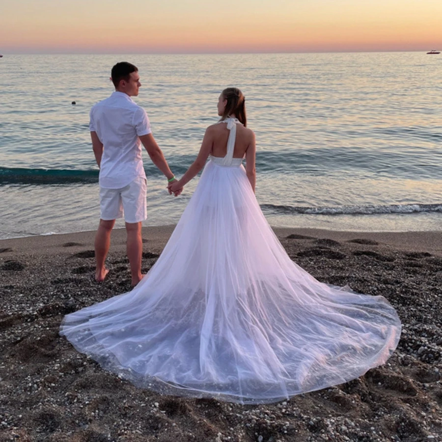 New Arrival White Ivory Soft Tulle Removable Train Detachable Skirt Wedding Boho Bride Dresses Bridal Overskirt