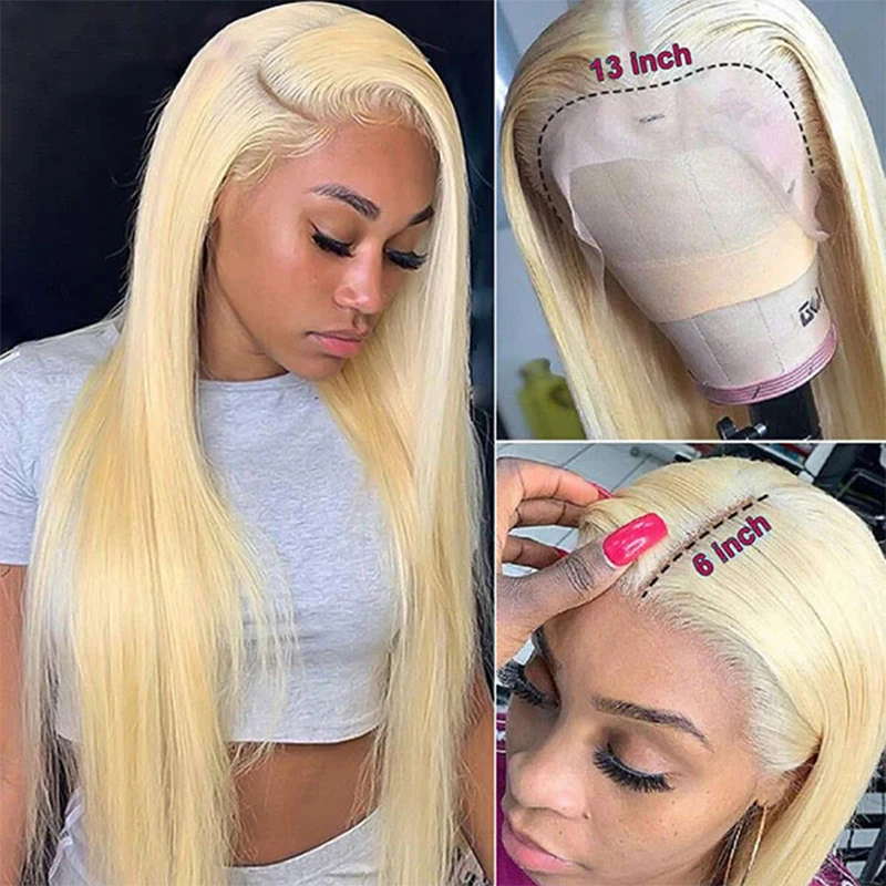 

613 Blonde Lace Frontal Wig 13x6 Colored Hd Transparent Lace Front Wig Human Hair Brazilian Remy Straight 250 Density Wig
