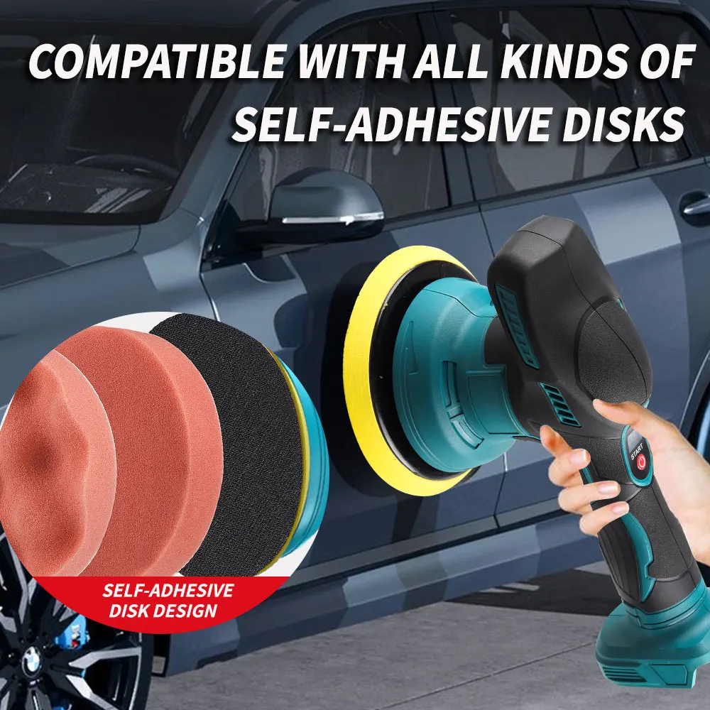 LYUWO 7000RPM Electric Car Polisher 8 Gears Cordless Auto Polishing Wax Machine Car Repair Tools Set For Makita 21V Battery
