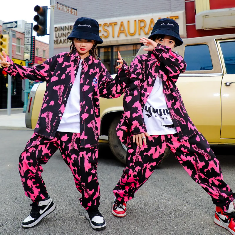 Traje de baile de Hip Hop para niño y niña, ropa de calle, pantalones de Jogger, traje de Kpop, ropa de gran tamaño con estampado HaraJuku