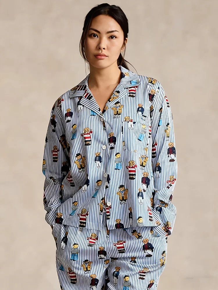 

Blue Long Sleeve Long Pants Home Clothes Outdoor Wear Winnie the Pooh Design Casual Brand Cotton 100% Autumn Spring Summer