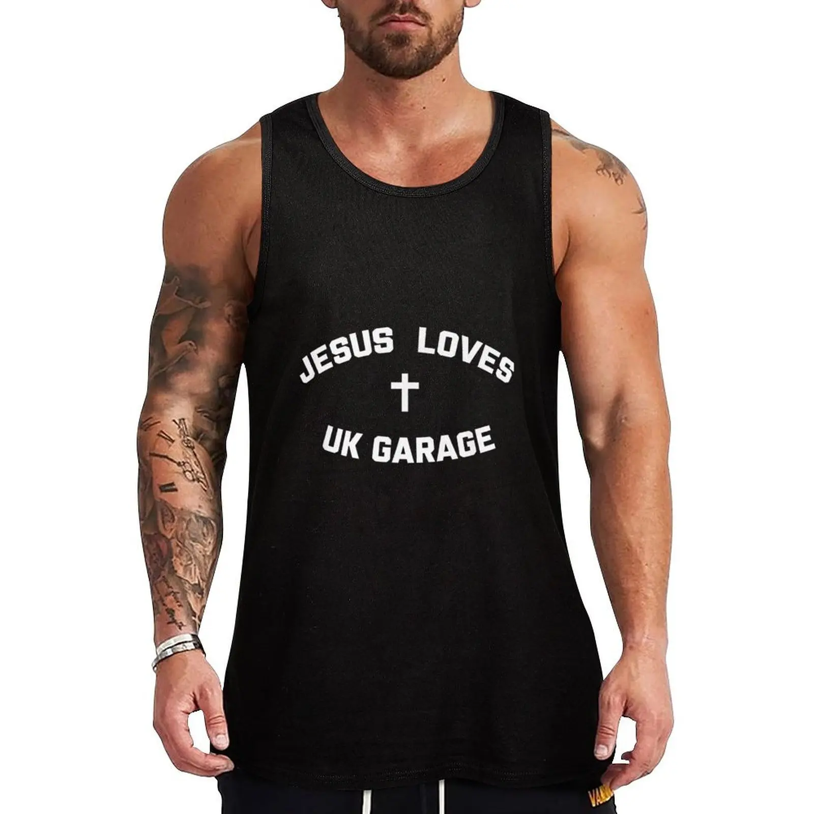 Jesus Loves UK Garage Tank Top Sweat Wicking Tank Top Gym Workout Quick Dry Shirt