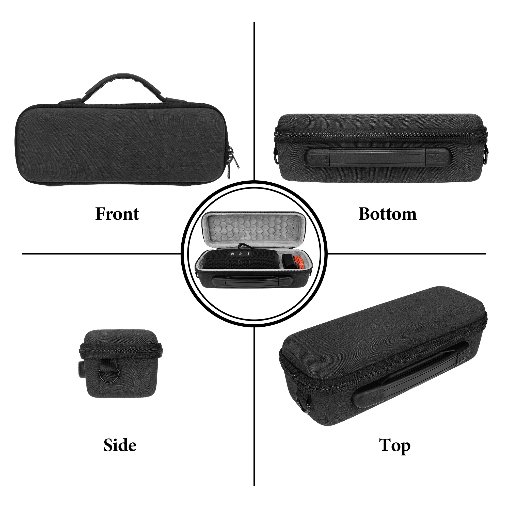 Geekria Hartschalen-EVA-Hülle für JBL Flip 7 Flip 6 Flip 5 Lautsprecher Stoßfeste Reisetasche mit Schultergurt und Karabiner Dunkelgrau – Detail 4