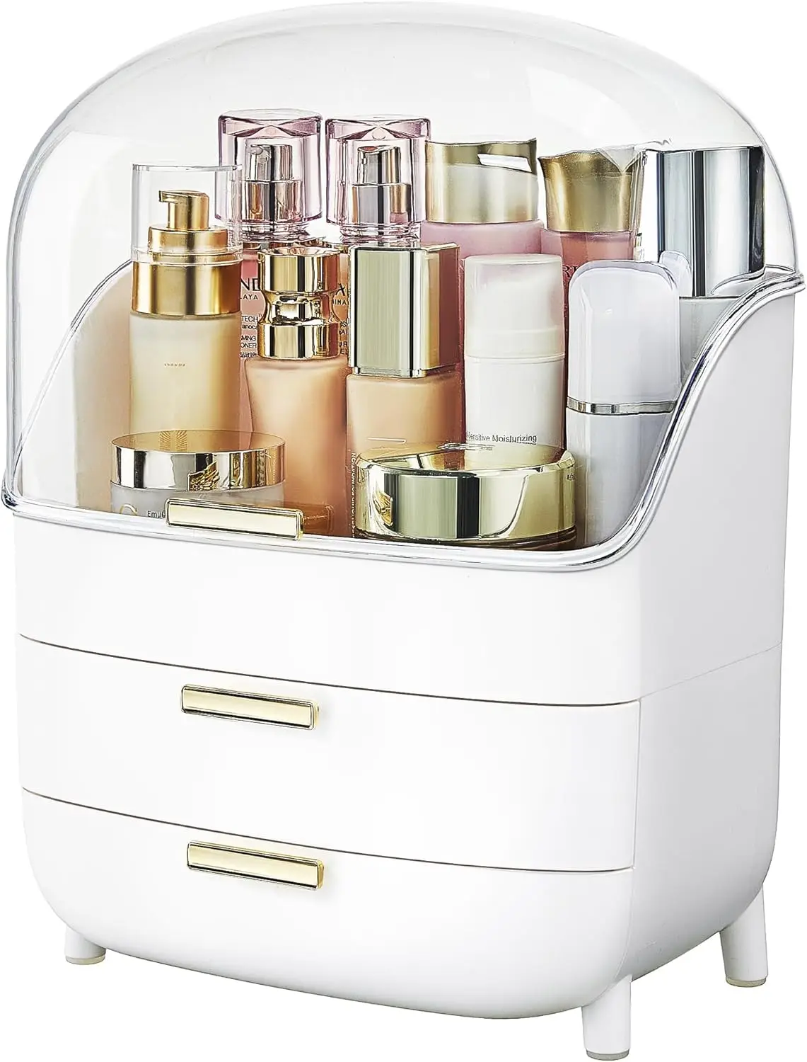 

3-х уровневый органайзер для макияжа с выдвижными ящиками, нескользящее основание для туалетного столика или столешницы в ванной комнате