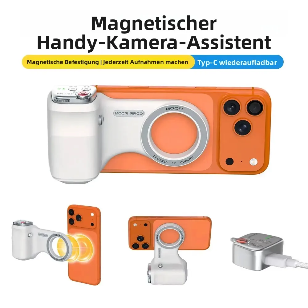 Magnetischer Smartphone-Kamera-Griff, kabelloser Auslöser, universeller Fotoständer, Selfie-Griff für iPhone, Android, Vlog-Aufnahmen, Selfies
