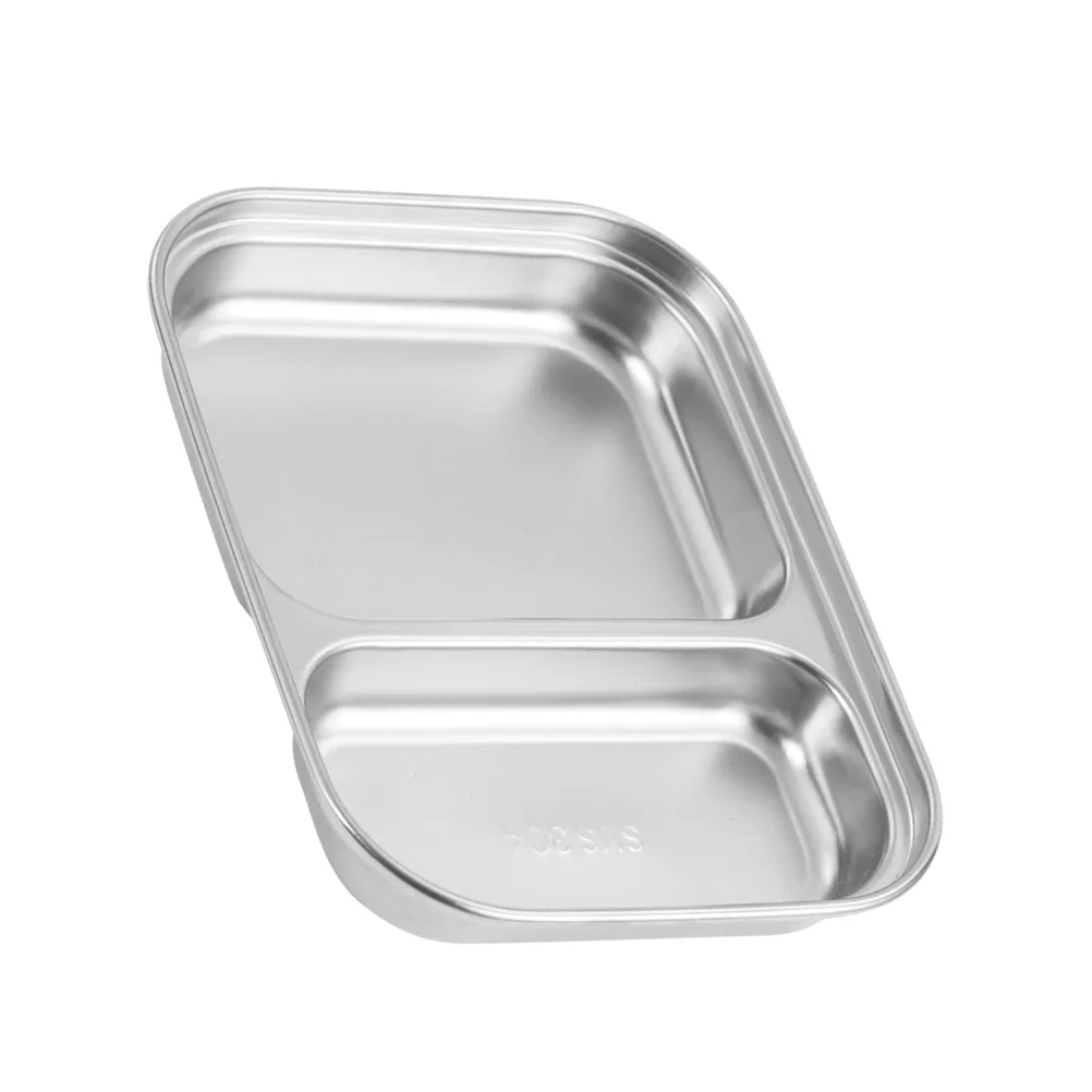 

Stainless Steel Compartment Lunch Box Food Divided Tray Kitchen Tableware Serving Plate Safe Material Exquisite