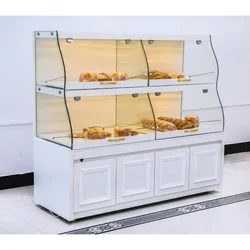 custom.Guangdong Wooden Commercial Showroom Shop Bakery Cake Display Gondola Bread Display Cabinet