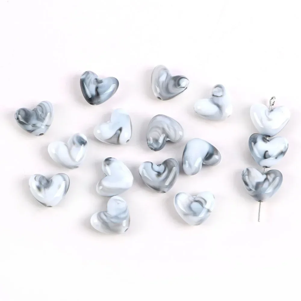 10 stuks imitatie steen liefde hartvorm acryl kralen voor sieraden maken DIY handgemaakte armband porseleinen kralen accessoires - afbeelding 1