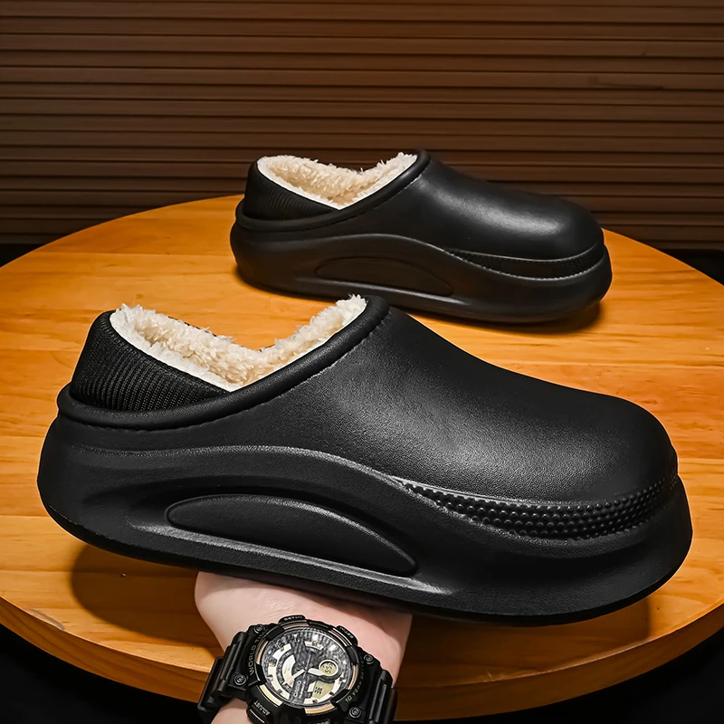 موضة جديدة نعال من القطن الرجال شتاء دافئ المنزل أحذية قطنية مقاوم للماء حذاء للحديقة داخلي الانزلاق على أحذية موجزة