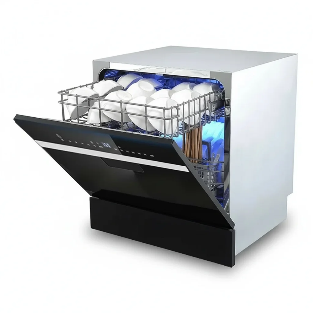 Built-in Dishwasher, 12 Set 304 Stainless Steel Countertop Dishwasher Machine, 595x620x505mm Automatic Kitchen Dishwasher