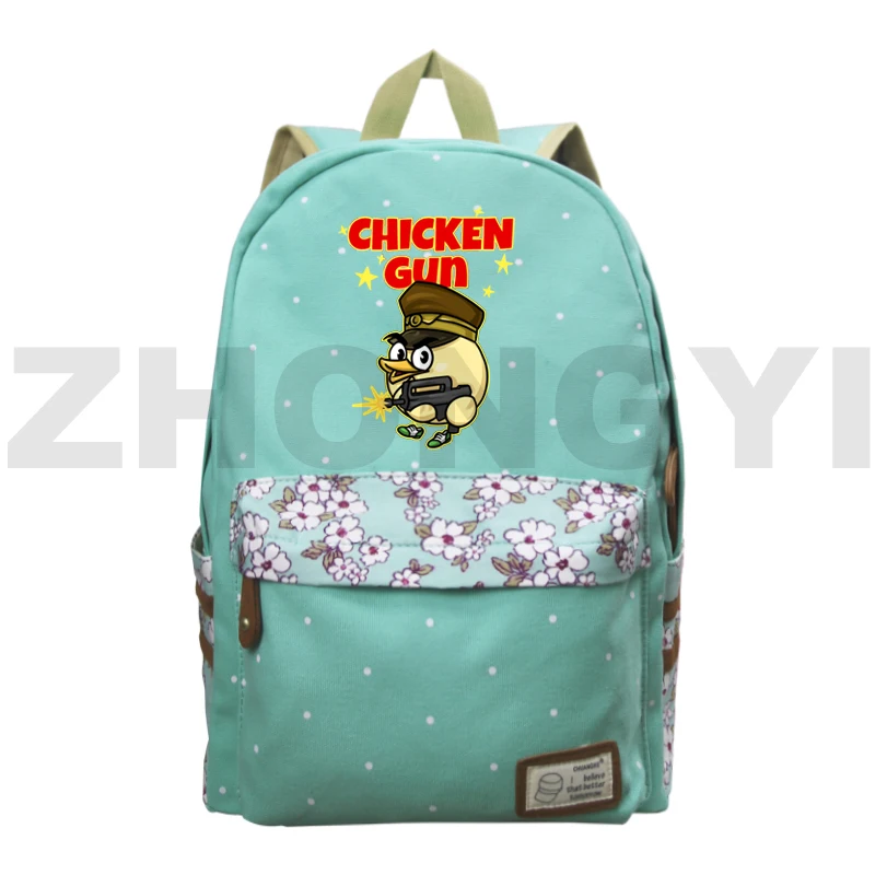 Mochila Floral de gran capacidad para mujer, bolsa deportiva de viaje para estudiantes, juego de pistola de pollo, mochilas escolares de lona para ordenador portátil